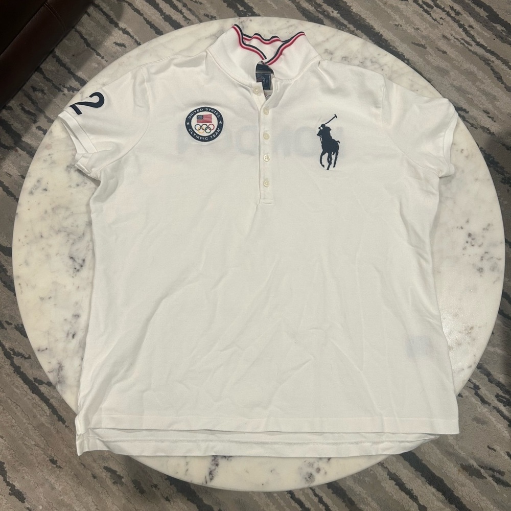 Polo by Ralph Lauren White Polo Shirt with Navy Logo